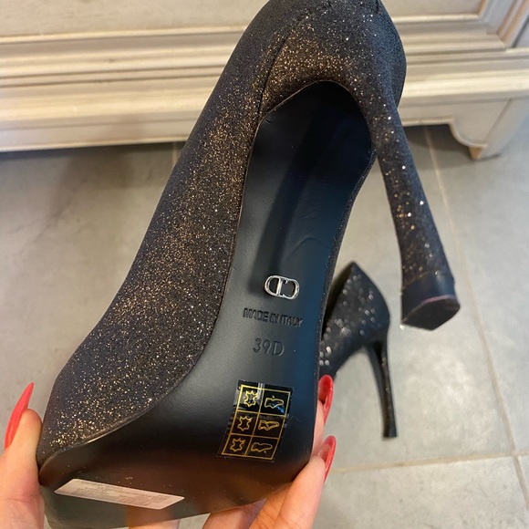 Christian Dior black glittery high heels pumps pointy toes classic dior heels - Picture 10 of 10